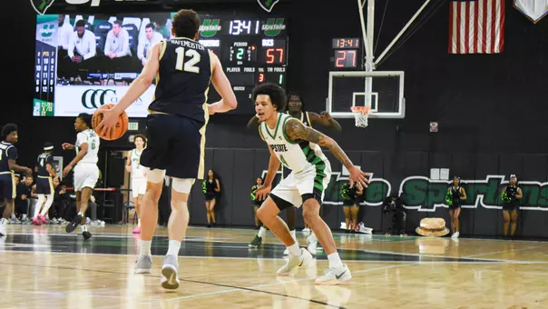 Carmelo Adkins picking up full court against Charleston Southern (2/7/26)