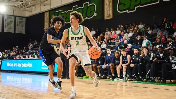 Isaiah Skinner dribbling against PC (2/21/26)