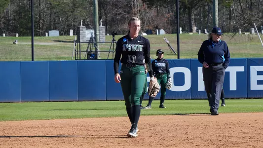 Abby Polk walking in the infield at Longwood (3/28/26)