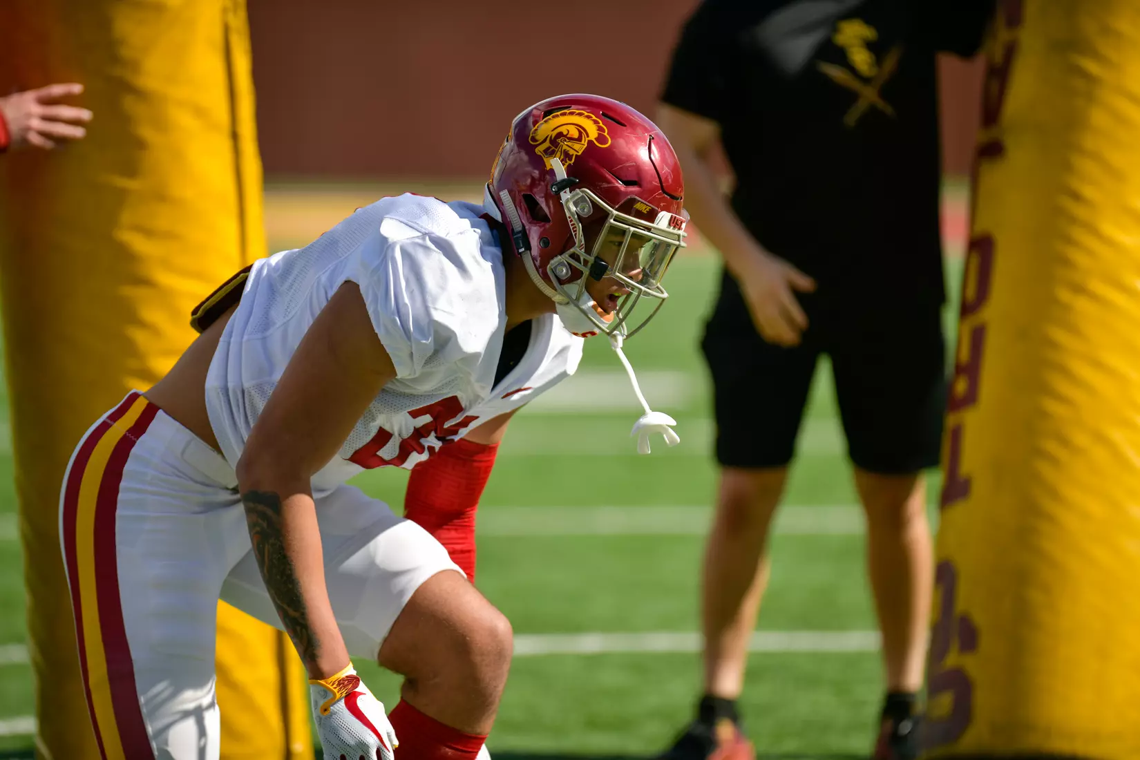 The USC Trojans hold their fifth spring football practice at Howard Jones Field on March 21, 2019.