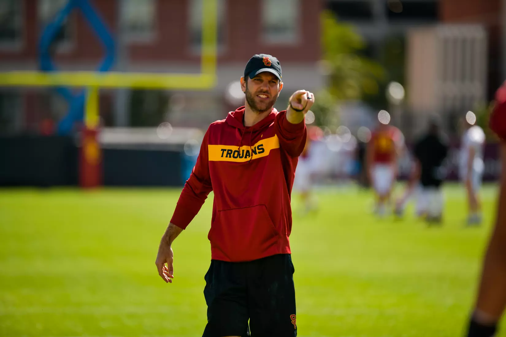 The USC Trojans hold their fifth spring football practice at Howard Jones Field on March 21, 2019.