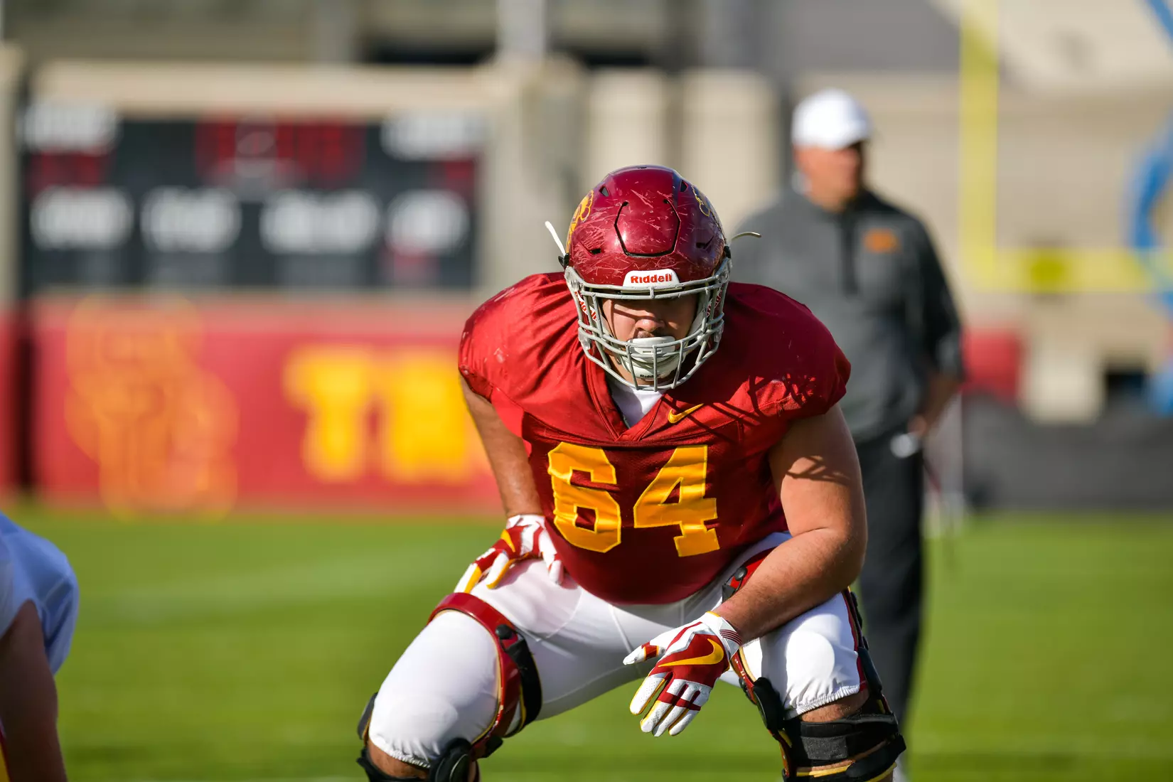 The USC Trojans hold their fifth spring football practice at Howard Jones Field on March 21, 2019.