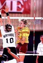 Jennifer Kessy is first<br> in the Pac-10 in kills,<br> averaging 5.45 per game.