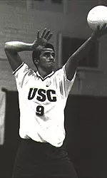 Beau Rawi hit .667<br>with 9 kills and<br>3 blocks in the Trojans victory.
