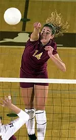 Unstoppable at the net against Oregon, freshman April Ross led with six blocks.