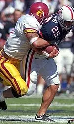 Zeke Moreno, Troy's tackle leader in 1999 with 108, will be starting at linebacker again next fall.