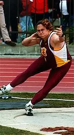 Jennifer Vail, shown here throwing the shot, is now a two-time All-American in the hammer