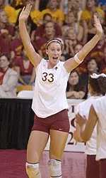 Sophomore middle blocker Katie Olsovsky, who was named AVCA National Player of the Week for her performance against Stanford and Cal last week, managed to hit .636 on the night with 14 kills and no errors.