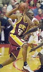 Sam Clancy looks to drive on Fresno State's Noel Felix in the first half Thursday.