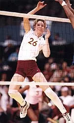 Senior Jennifer Pahl guides Trojans to first win with .600 attack effort.