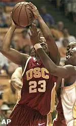 USC's Aisha Hollans has been named Pac-10 Player of the Week after leading Women of Troy in scoring and rebounding in Washington split.