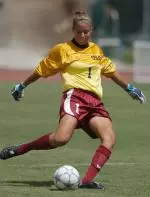 Julie Peterson made 10 saves in goal in Sunday's 2-0 loss against UCLA