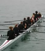 USC's Varisty Eight starts celebrating after crossing the finish line 35-seconds ahead of UCLA.