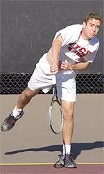 Sophomore Daniel Langre held off UW's Dillon Ruby's comeback effort to win Saturday's match, 6-0, 3-6, 6-2.