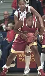 Ebony Hoffman (pictured) and Aisha Hollans each had 21 points to lead the Trojans.
