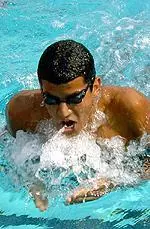 Sophomore Ous Mellouli won his first event of the season, taking the 400m IM.