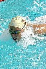 Jana Krohn, swimming in USC's winning 200m medley relay on Saturday (Oct. 25).