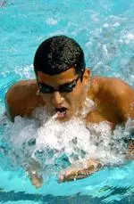 Ous Mellouli won twice on the second day of the Texas Invitational in Austin.