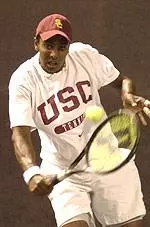 Prakash Amritraj upset No. 26 Matt Hanlin with a 6-3, 3-6, 7-6 win at center court.