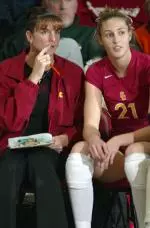 Associate head coach Paula Weishoff with current sophomore Staci Venski.