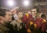 Quarrterback Matt Leinart, right, is greated by his brother Ryan after making a strong pitch for the Heisman in the win over Notre Dame.