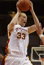 Rachel Woodward notches team's first double-double of the year.