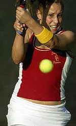 Luana Magnani clinched USC's first round victory with a 6-0, 6-1 win at center court.