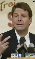 Tim Floyd speaks during a news conference Friday in Los Angeles after being introduced as USC's new men's basketball coach.
