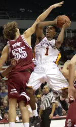 Nick Young looks for a shot against Stanford's Peter Prowitt.