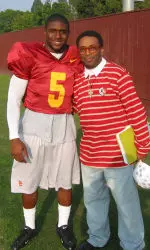 Reggie Bush and Spike Lee before USC's practice on Wednesday.