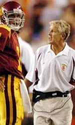 Pete Carroll gets ready for the Trojans game against the Wildcats.