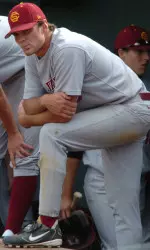 Billy Hart watches as Oregon State players celebrate their 10-8 win. (AP Photo/Greg Wahl-Stephens)