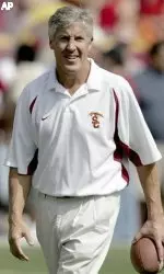 USC head coach Pete and his two-time defending national champion football team are set to begin 2005 practice.