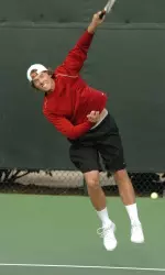 Kaes Van't Hof lost his singles match, but tacked up two doubles wins on Tuesday.