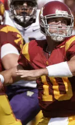 John David Booty throws a pass against the University of Washington during the first half. (AP Photo/Matt Sayles)