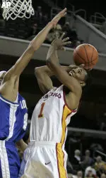 Nick Young drives to the basket during the second half Tuesday night. (AP Photo/Chris Carlson)