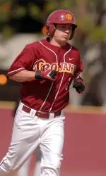 Senior Baron Frost ended his Trojan career with two home runs and five RBI Sunday. USC lost to Arizona, 17-14, at Dedeaux Field.