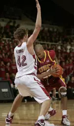 Taj Gibson, right, is guarded by Stanford center Robin Lopez. (AP Photo)