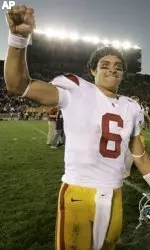 Mark Sanchez shown here celebrating after directing USC to a 38-0 win at Notre Dame.