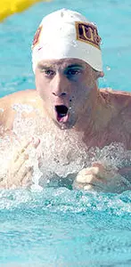 Mihaly Flaskay's second-place finish in the 100y breast marked his fourth top four finish in the race at the Pac-10 Championships.