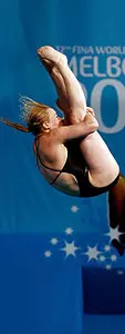 Blythe Hartley at the 2007 World Championhips, where she won a silver medal on 1-meter.