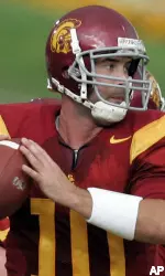 Southern California's John David Booty looks to throw during the first half. (AP Photo/Chris Carlson)
