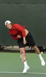 Senior Kaes Van't Hof grabbed a tough three-set win over Georgia's Christian Vetulli.
