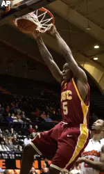 Davon Jefferson slams down two of his 18 points against Oregon State. (AP Photo/Don Ryan)