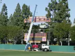 The scoreboard at Dedeaux Field is being taken down for a newer one that will be in place before the Trojans' home opener on Feb. 29