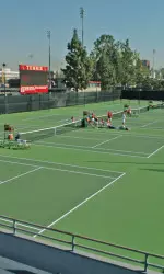 USC's match with ASU has been suspended until 11 a.m. on Sunday.
