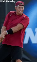 Kaes Van't Hof upset No. 2 seed Greg Oullette in the first round of NCAA singles.