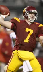 Southern California quarterback Matt Barkley throws against Boston College.