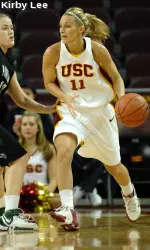 Brynn Cameron nailed three 3-pointers for the Trojans today.
