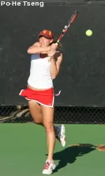 Amanda Fink clinched today's win with a 6-1, 6-2 victory at No. 2 singles.